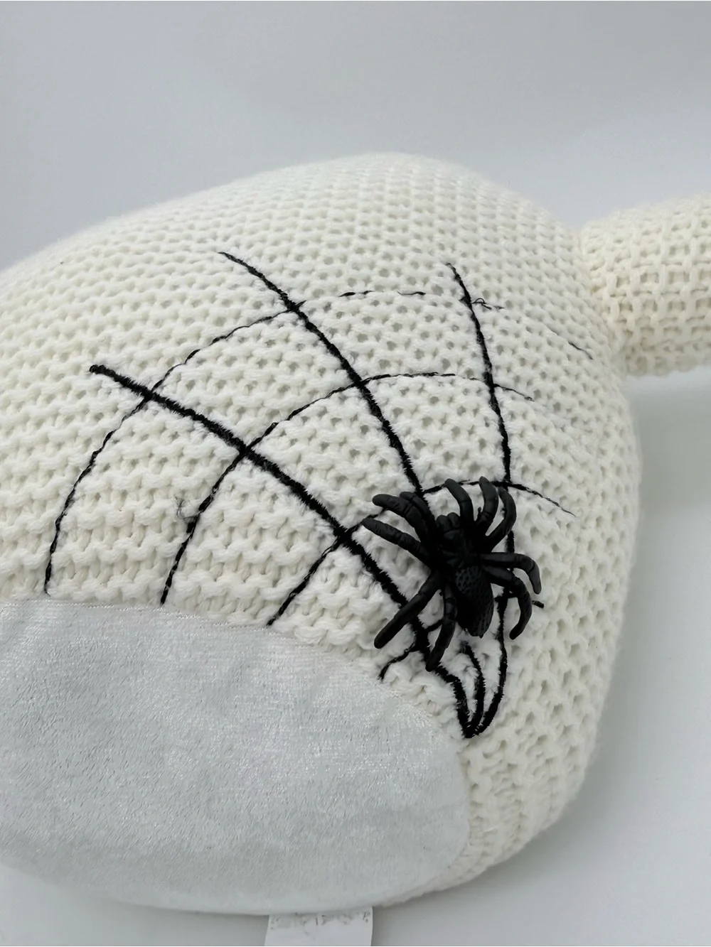 Halloween Weighted Ghost Plush Pillow 3D Spider Waffle Knit EMB Spider Web 12”